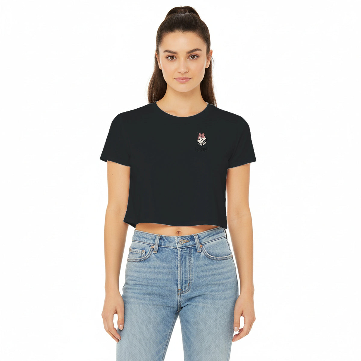 Crop-Top mit dezentem Blumen-Design