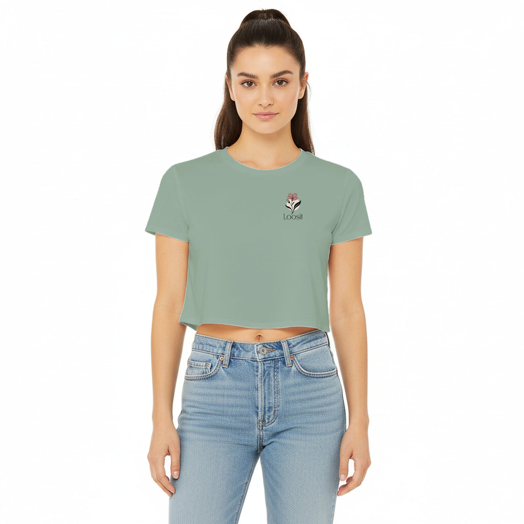 Crop-Top mit dezentem Blumen-Design