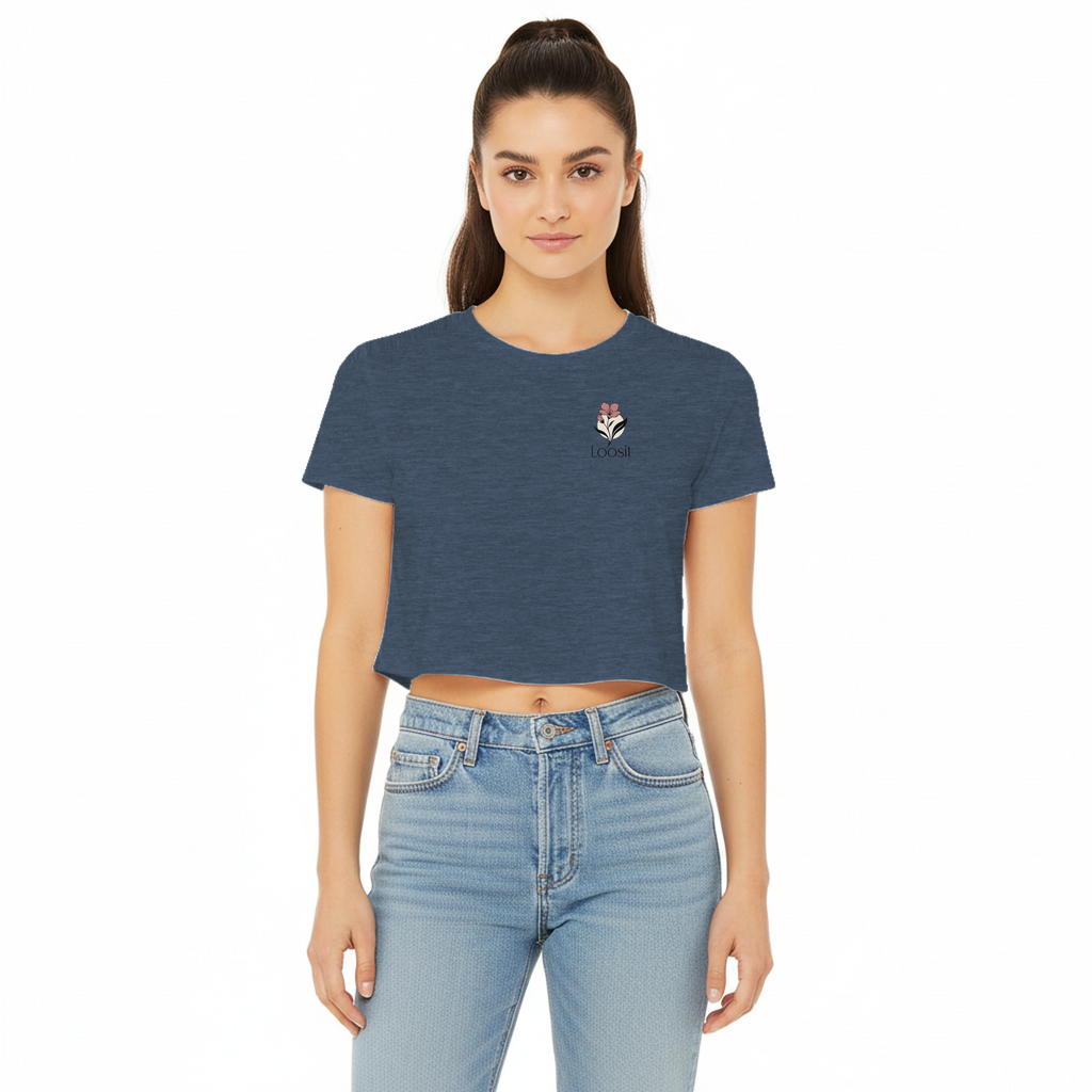 Crop-Top mit dezentem Blumen-Design