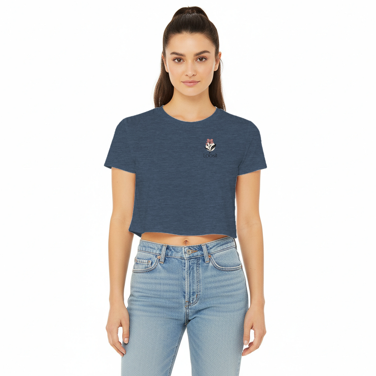 Crop-Top mit dezentem Blumen-Design
