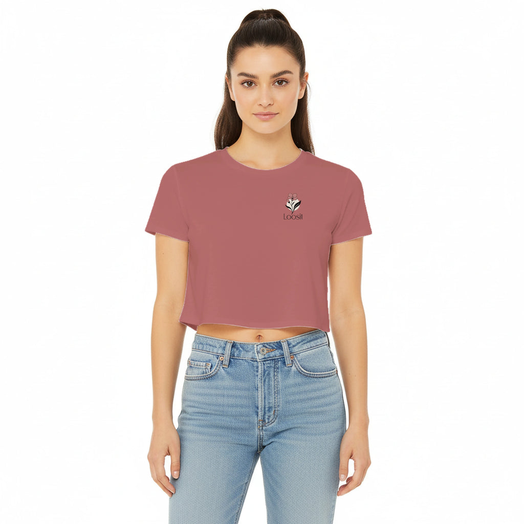 Crop-Top mit dezentem Blumen-Design