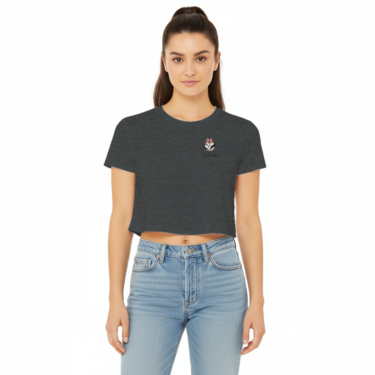 Crop-Top mit dezentem Blumen-Design