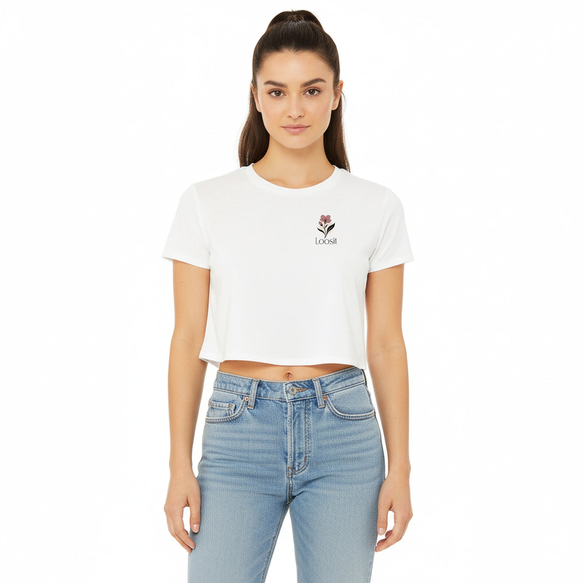 Crop-Top mit dezentem Blumen-Design